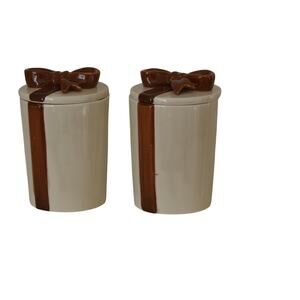 Vintage Bow Detail Canisters Set of Two
